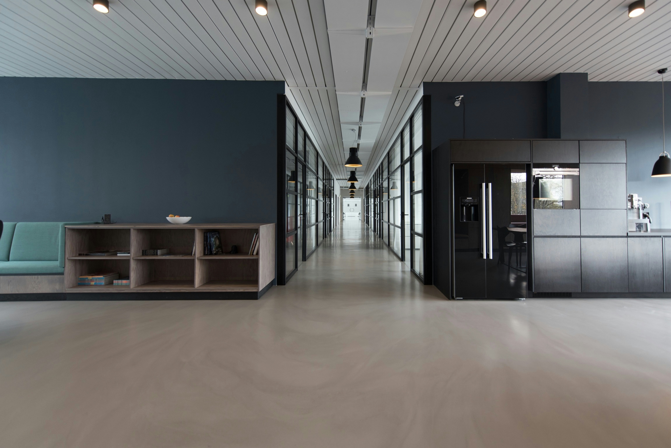 smart lighting control panel with DALI-2 interface and occupancy sensors installed in modern office building