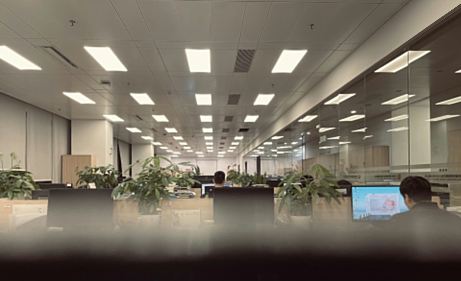 modern office space with LED panel lighting meeting EU ERP 2026 energy efficiency standards