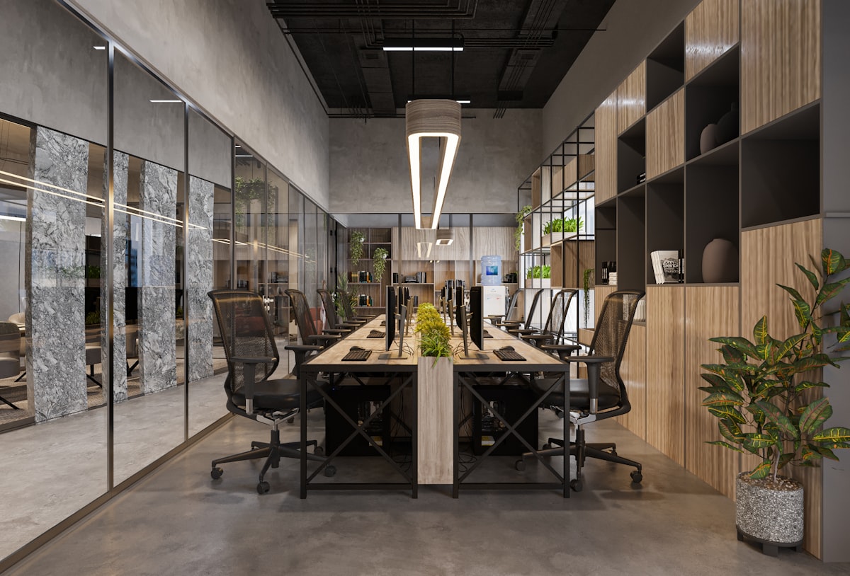 corporate conference room with dynamic LED lighting supporting circadian wellness and productivity