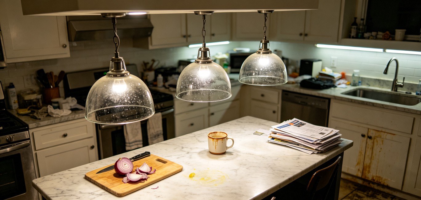 Kitchen island pendant lighting layout