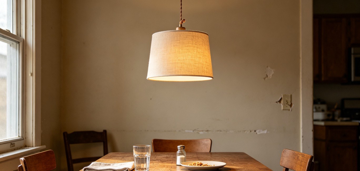 Pendant light height guide for dining table and kitchen island