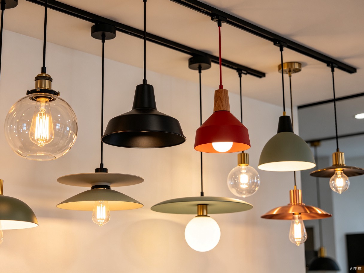 Pendant lighting display with warm white LED fixtures