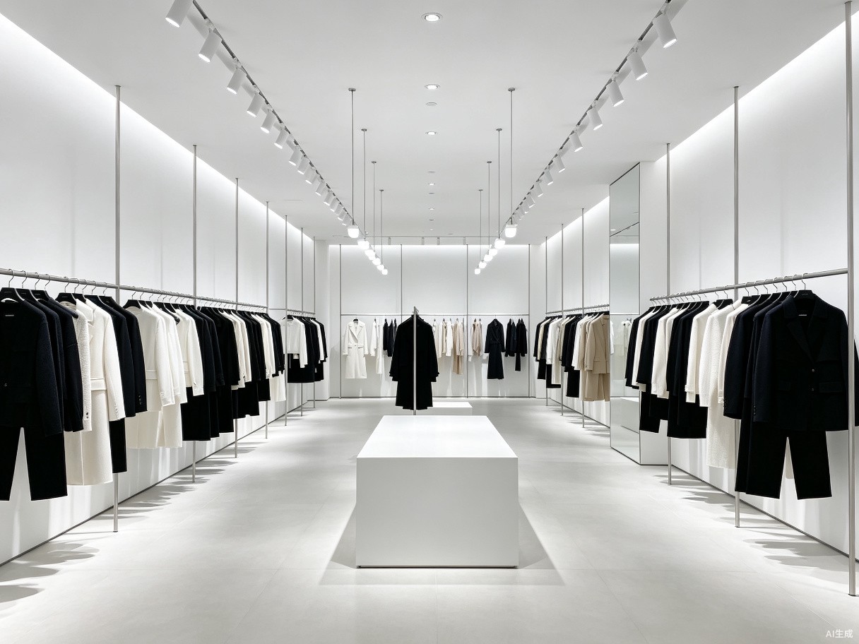 Pendant lighting in a Paris fashion boutique retail store