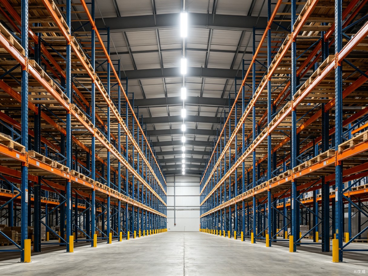 High bay LED lighting in a Hamburg logistics center warehouse